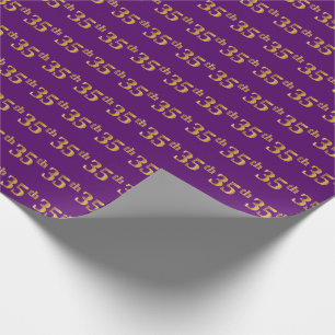 Purple, Faux Gold 35th (Thirty-Fifth) Event Wrapping Paper
