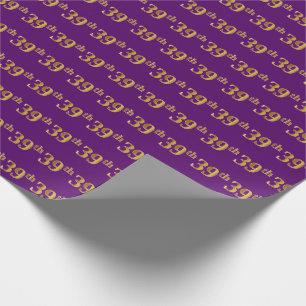 Purple, Faux Gold 39th (Thirty-Ninth) Event Wrapping Paper