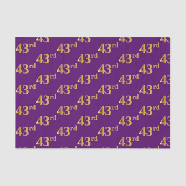 Purple, Faux Gold 43rd (Forty-Third) Event Tissue Paper (Front)