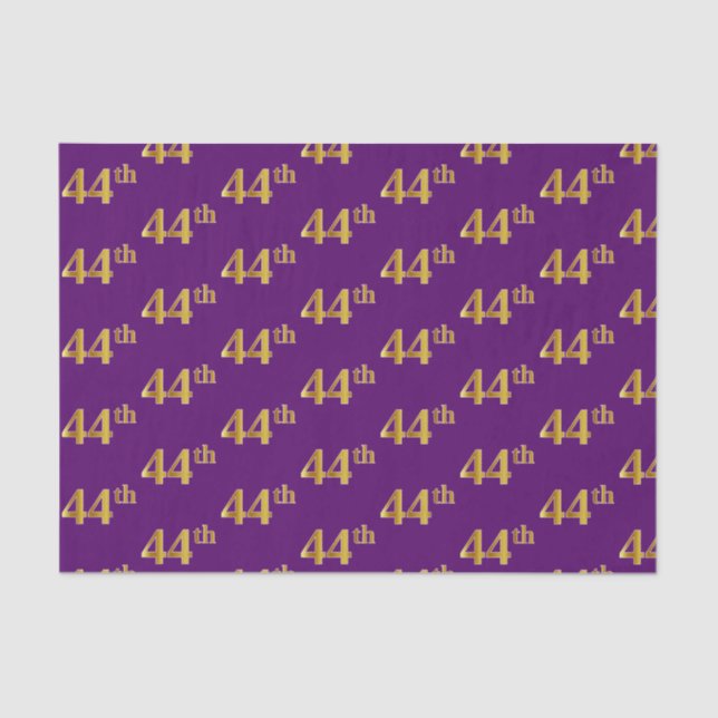 Purple, Faux Gold 44th (Forty-Fourth) Event Tissue Paper (Front)