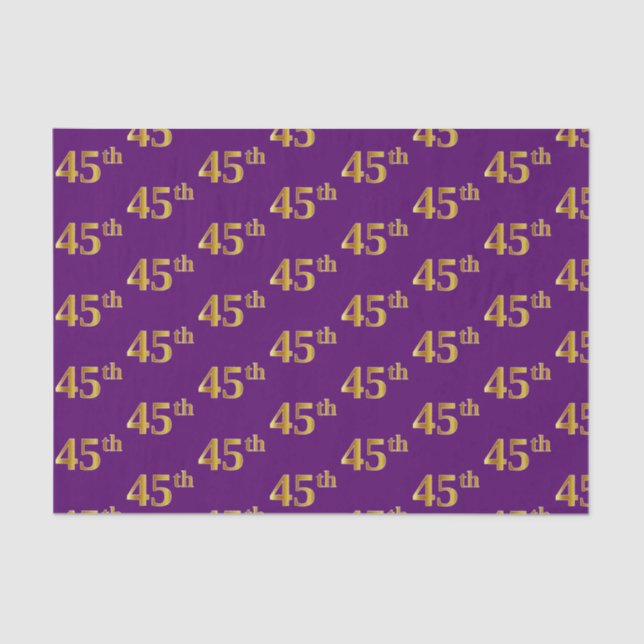 Purple, Faux Gold 45th (Forty-Fifth) Event Tissue Paper (Front)