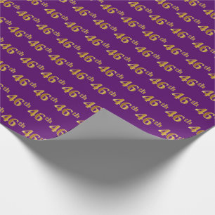 Purple, Faux Gold 46th (Forty-Sixth) Event Wrapping Paper