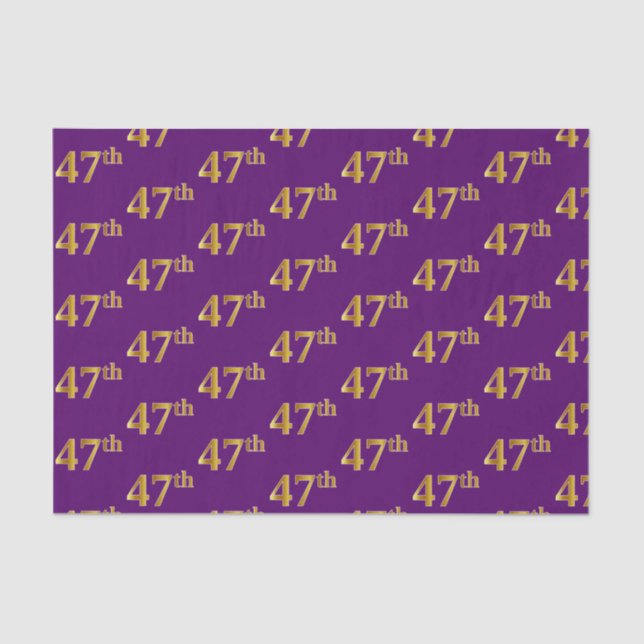 Purple, Faux Gold 47th (Forty-Seventh) Event Tissue Paper (Front)