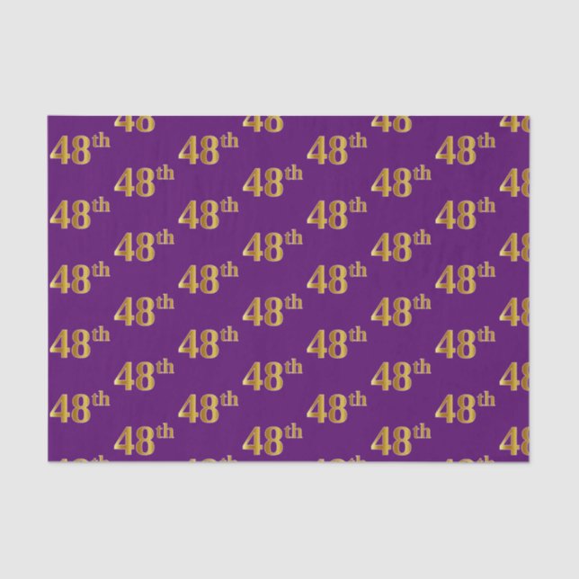 Purple, Faux Gold 48th (Forty-Eighth) Event Tissue Paper (Front)