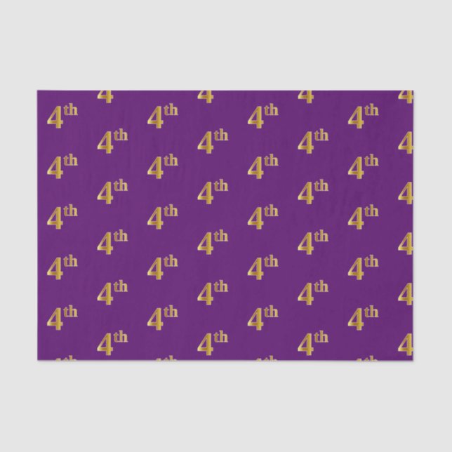 Purple, Faux Gold 4th (Fourth) Event Tissue Paper (Front)