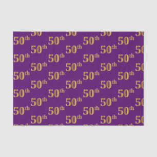 Purple, Faux Gold 50th (Fiftieth) Event Tissue Paper