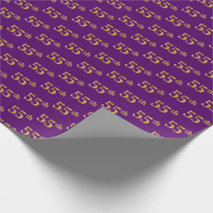 Purple, Faux Gold 55th (Fifty-Fifth) Event Wrapping Paper