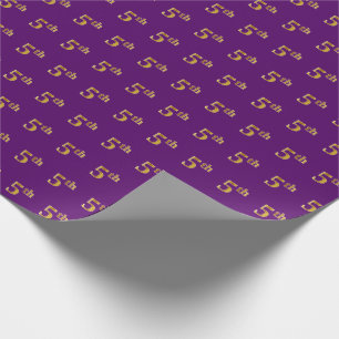 Purple, Faux Gold 5th (Fifth) Event Wrapping Paper