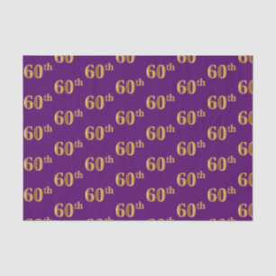 Purple, Faux Gold 60th (Sixtieth) Event Tissue Paper