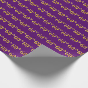 Purple, Faux Gold 60th (Sixtieth) Event Wrapping Paper