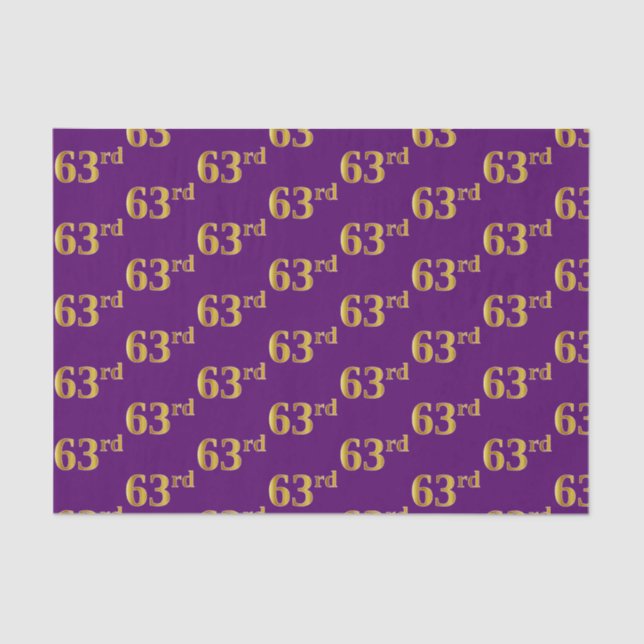 Purple, Faux Gold 63rd (Sixty-Third) Event Tissue Paper (Front)