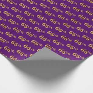 Purple, Faux Gold 66th (Sixty-Sixth) Event Wrapping Paper