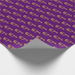 Purple, Faux Gold 67th (Sixty-Seventh) Event Wrapping Paper