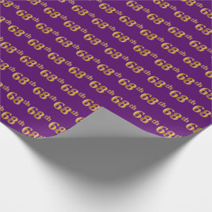 Purple, Faux Gold 68th (Sixty-Eighth) Event Wrapping Paper