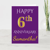 Purple, Faux Gold 6th Wedding Anniversary + Name