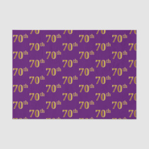 Purple, Faux Gold 70th (Seventieth) Event Tissue Paper