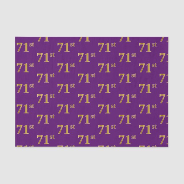 Purple, Faux Gold 71st (Seventy-First) Event Tissue Paper (Front)
