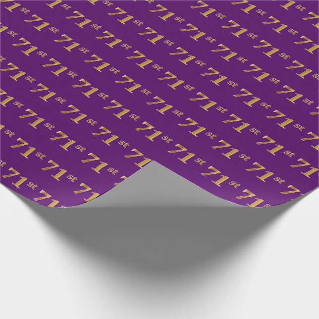 Purple, Faux Gold 71st (Seventy-First) Event Wrapping Paper (Corner)