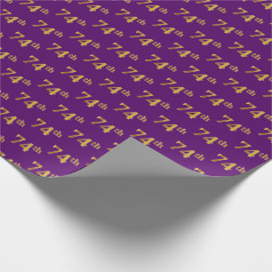 Purple, Faux Gold 74th (Seventy-Fourth) Event Wrapping Paper