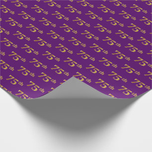 Purple, Faux Gold 75th (Seventy-Fifth) Event Wrapping Paper