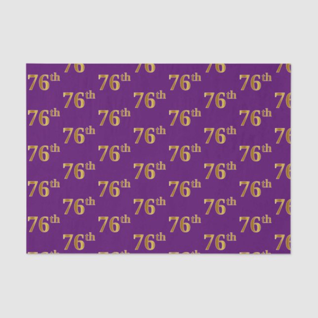 Purple, Faux Gold 76th (Seventy-Sixth) Event Tissue Paper (Front)