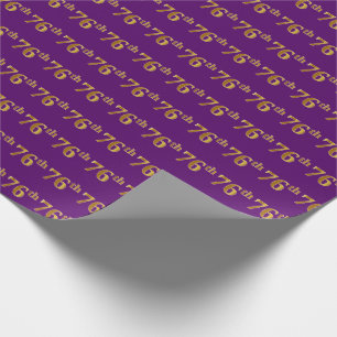 Purple, Faux Gold 76th (Seventy-Sixth) Event Wrapping Paper