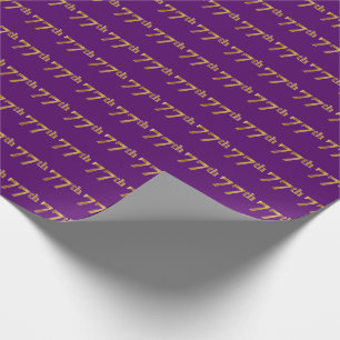 Purple, Faux Gold 77th (Seventy-Seventh) Event Wrapping Paper