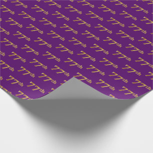 Purple, Faux Gold 77th (Seventy-Seventh) Event Wrapping Paper