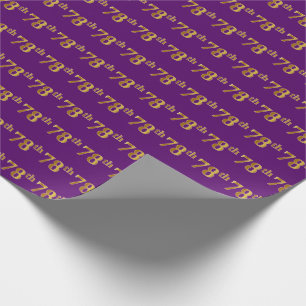 Purple, Faux Gold 78th (Seventy-Eighth) Event Wrapping Paper