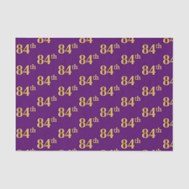 Purple, Faux Gold 84th (Eighty-Fourth) Event Tissue Paper (Front)