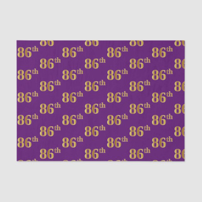 Purple, Faux Gold 86th (Eighty-Sixth) Event Tissue Paper (Front)