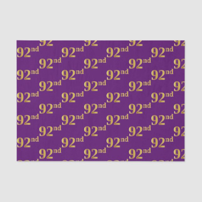 Purple, Faux Gold 92nd (Ninety-Second) Event Tissue Paper (Front)