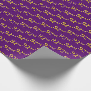 Purple, Faux Gold 92nd (Ninety-Second) Event Wrapping Paper