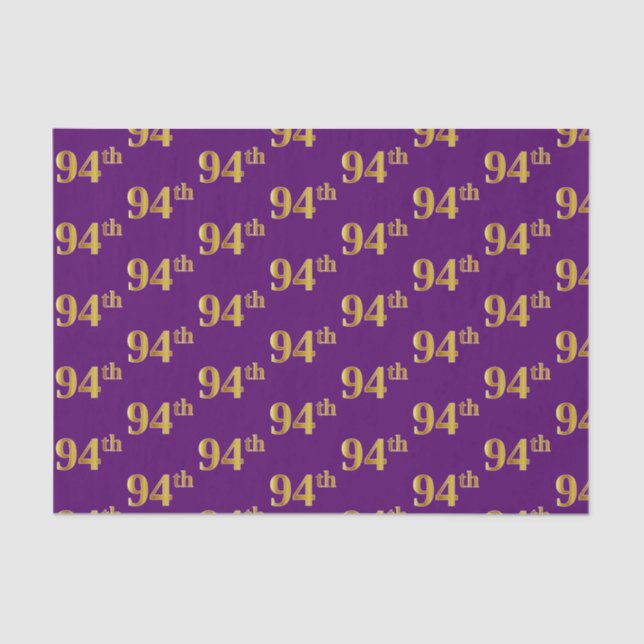 Purple, Faux Gold 94th (Ninety-Fourth) Event Tissue Paper (Front)