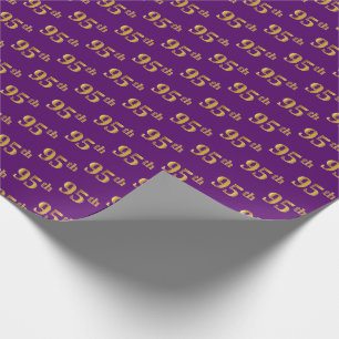 Purple, Faux Gold 95th (Ninety-Fifth) Event Wrapping Paper