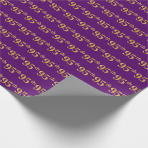 Purple, Faux Gold 95th (Ninety-Fifth) Event Wrapping Paper