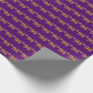 Purple, Faux Gold 96th (Ninety-Sixth) Event Wrapping Paper