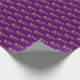 Purple, Faux Gold 97th (Ninety-Seventh) Event Wrapping Paper