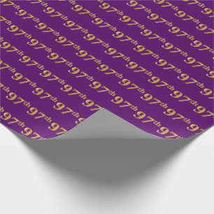 Purple, Faux Gold 97th (Ninety-Seventh) Event Wrapping Paper