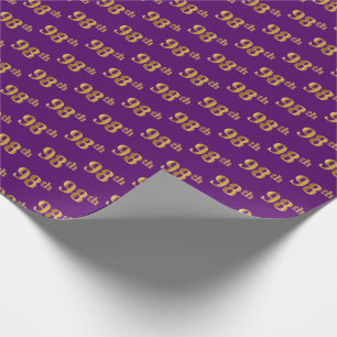 Purple, Faux Gold 98th (Ninety-Eighth) Event Wrapping Paper