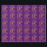 Purple, Faux Gold "HAPPY 16th BIRTHDAY" Wrapping Paper<br><div class="desc">This wrapping paper design features a message like "HAPPY 16th BIRTHDAY",  with the "16th" having a faux/imitation gold appearance. It also features a name that can be personalised,  and a purple coloured background. It could perhaps be used when wrapping gifts being given for somebody’s sixteenth birthday. [~Z0000134]</div>