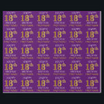 Purple, Faux Gold "HAPPY 18th BIRTHDAY" Wrapping Paper<br><div class="desc">This wrapping paper design features a message like "HAPPY 18th BIRTHDAY",  with the "18th" having a faux/imitation gold appearance. It also features a name that can be personalised,  and a purple coloured background. It could perhaps be used when wrapping gifts being given for somebody’s eighteenth birthday. [~Z0000134]</div>