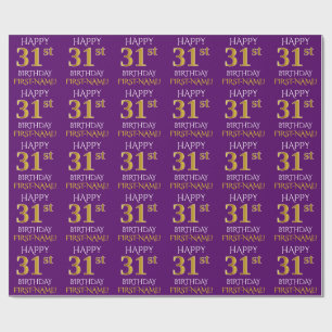 Purple, Faux Gold "HAPPY 31st BIRTHDAY" Wrapping Paper