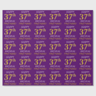 Purple, Faux Gold "HAPPY 37th BIRTHDAY" Wrapping Paper