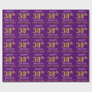 Purple, Faux Gold "HAPPY 38th BIRTHDAY" Wrapping Paper