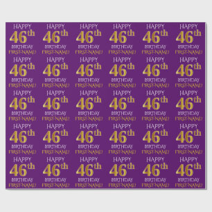 Purple, Faux Gold "HAPPY 46th BIRTHDAY" Wrapping Paper