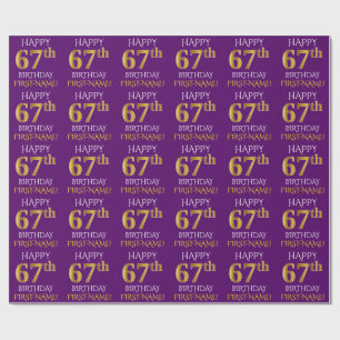Purple, Faux Gold "HAPPY 67th BIRTHDAY" Wrapping Paper