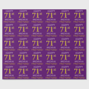 Purple, Faux Gold "HAPPY 71st BIRTHDAY" Wrapping Paper