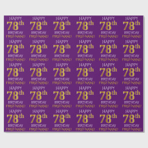 Purple, Faux Gold "HAPPY 78th BIRTHDAY" Wrapping Paper