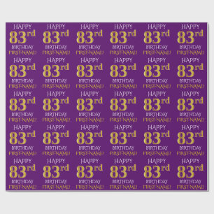 Purple, Faux Gold "HAPPY 83rd BIRTHDAY" Wrapping Paper